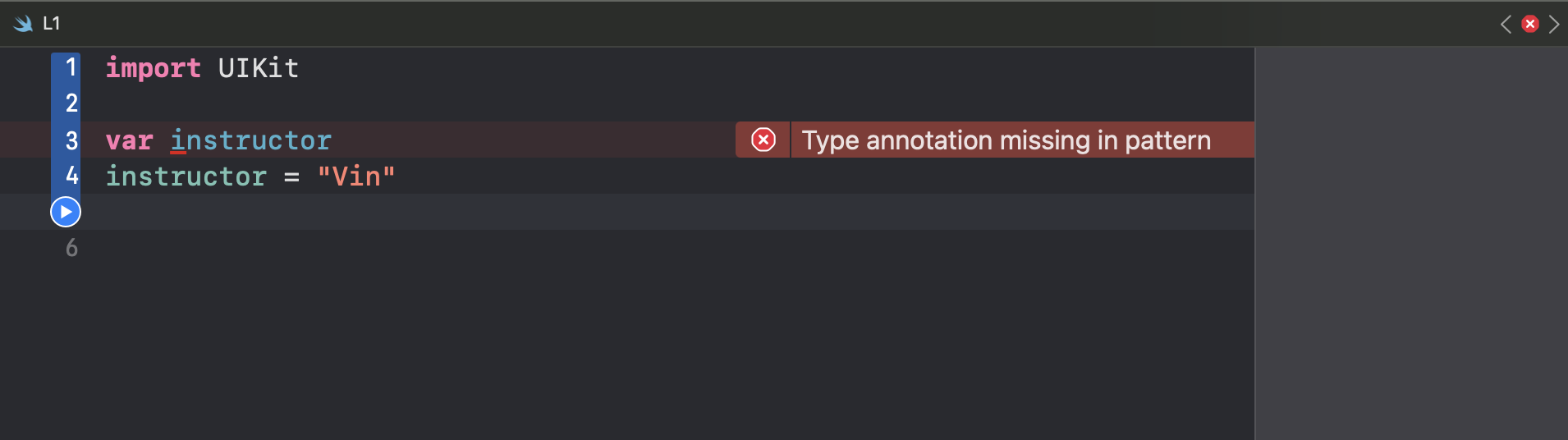 Missing type annotation