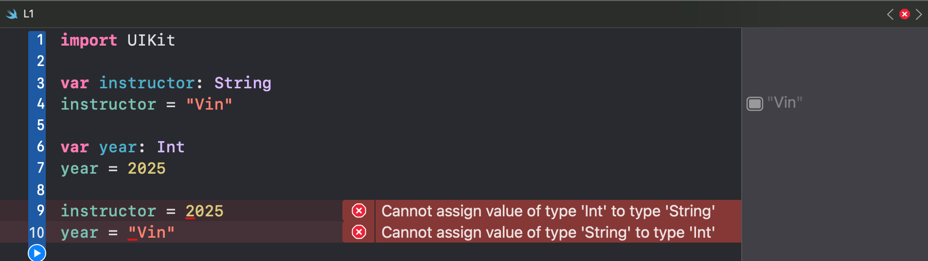 Integer and type safety error